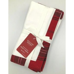 Williams Sonoma Tartan Border Hotel Dinner Napkins Set of 4